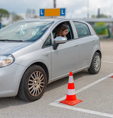 Dual-control driving school car available for a licence test