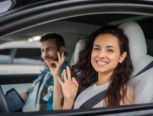 Learner preparing for a VicRoads driving test with instructor support in Shepparton