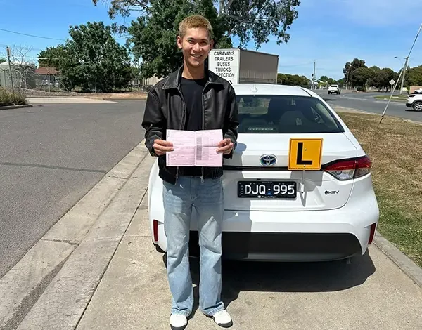 Learner celebrating an automatic driving test pass in Shepparton